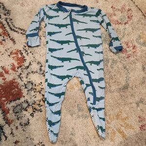 Kickee Pants 3-6 Month Bamboo Baby Boy Alligator Crocodile Zip Sleeper